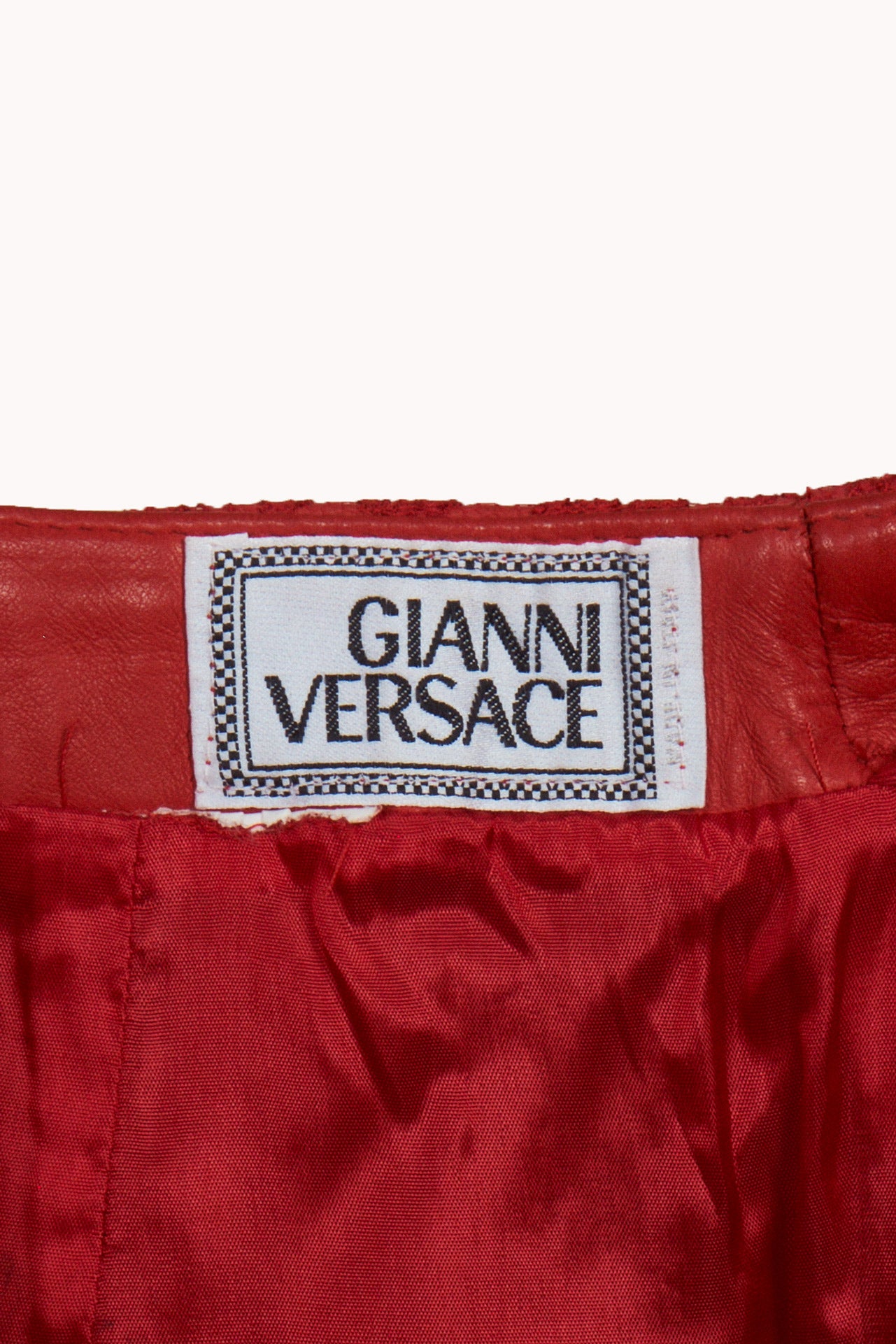 Early 90s Versace Red Leather Skirt