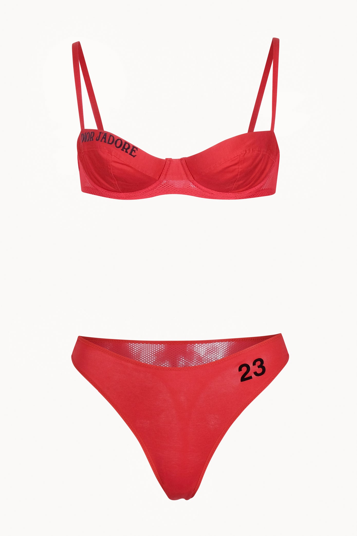 Vintage Christian Dior by John Galliano red lingerie cotton set from Spring Summer 2001