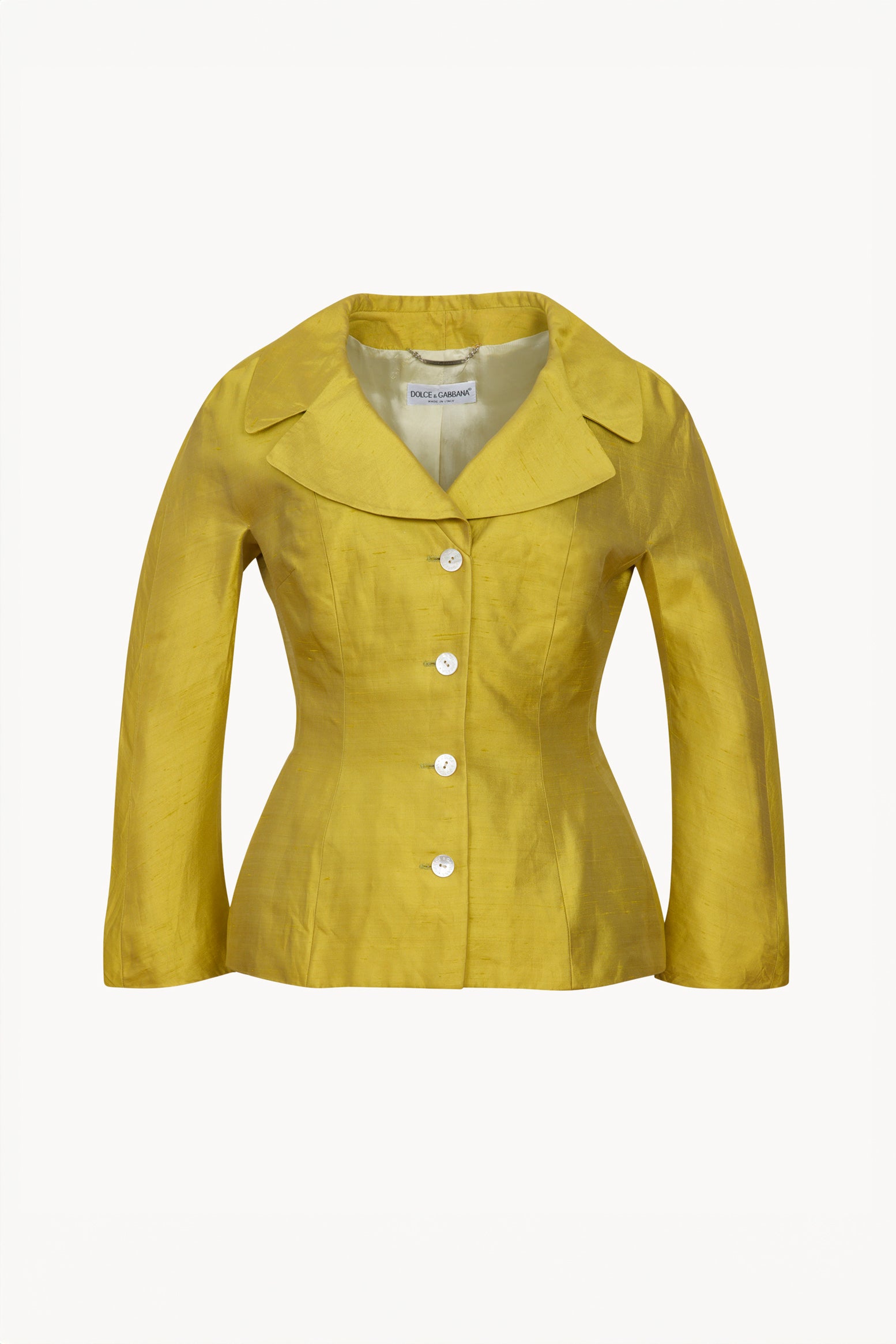 Vintage silk Dolce & Gabbana gold yellow blazer from Fall Winter 1995 collection