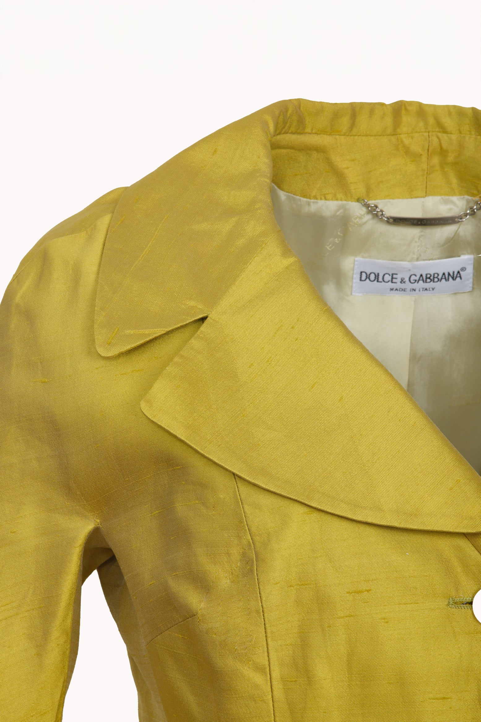 Vintage silk Dolce & Gabbana gold yellow blazer from Fall Winter 1995 collection