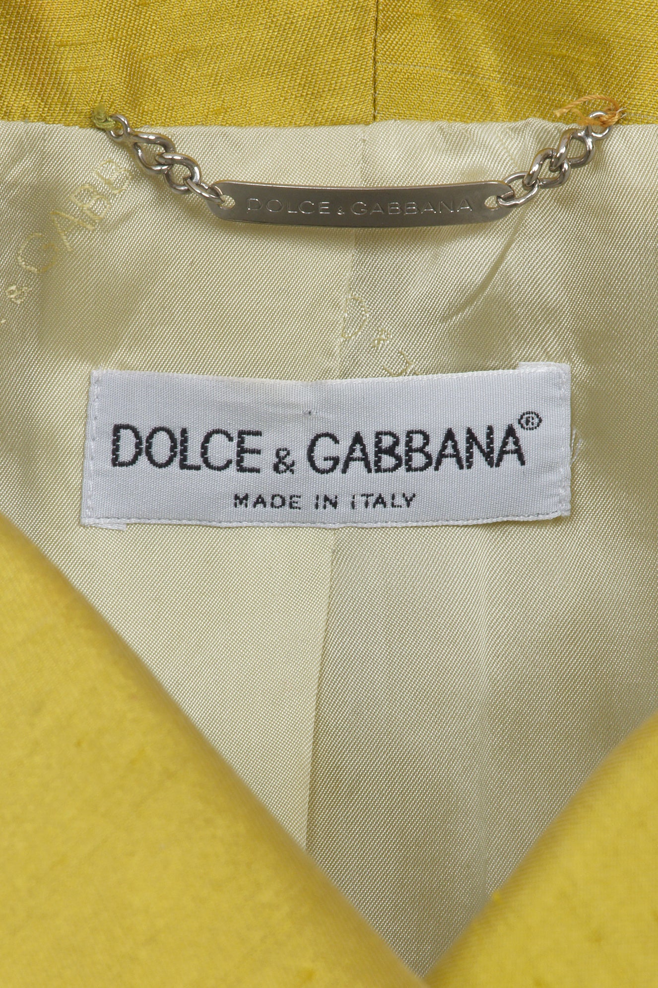 Vintage silk Dolce & Gabbana gold yellow blazer from Fall Winter 1995 collection