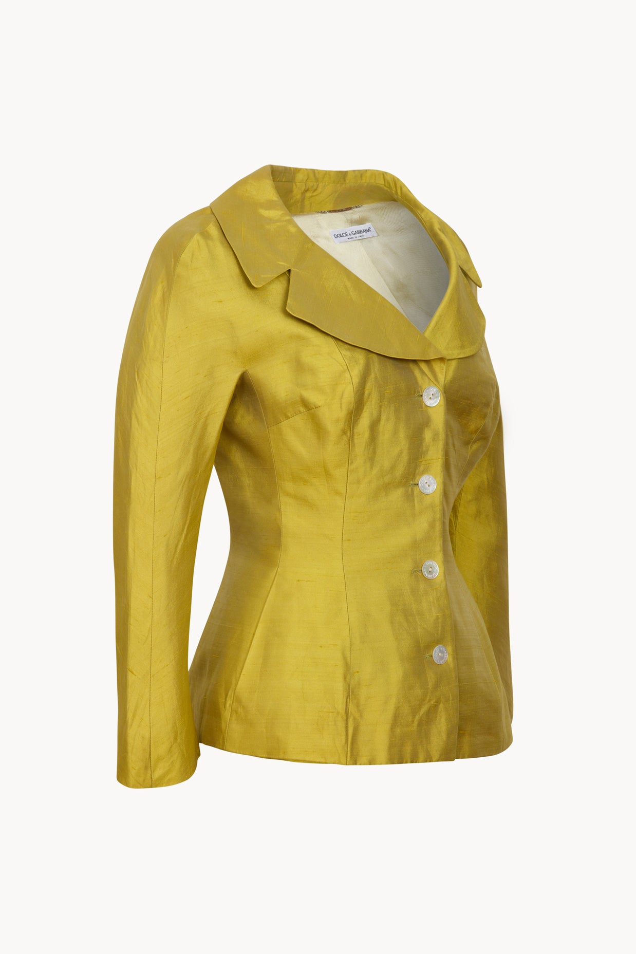 Vintage silk Dolce & Gabbana gold yellow blazer from Fall Winter 1995 collection