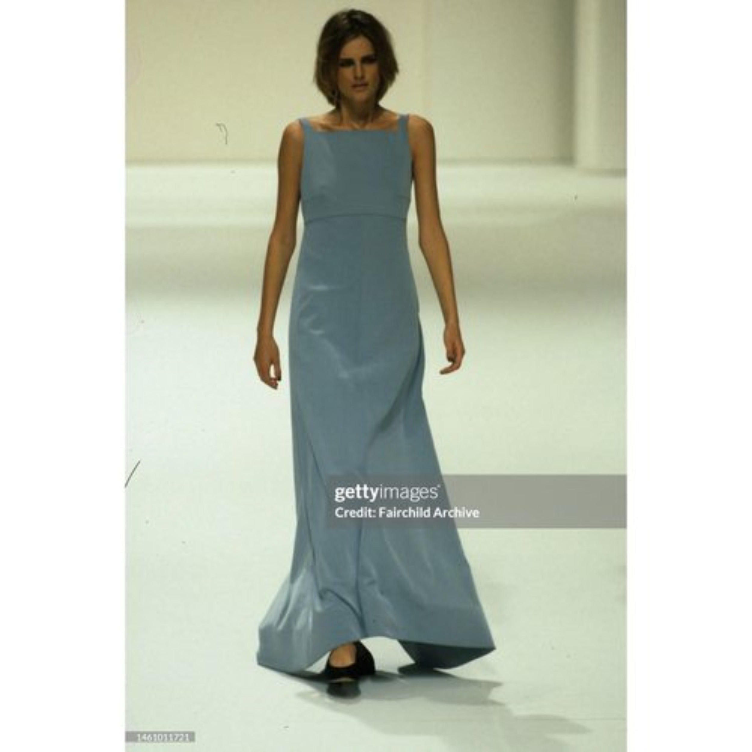 Runway photo of Photo of Chanel by Karl Lagerfeld grey blue gown from Spring Summer 1998