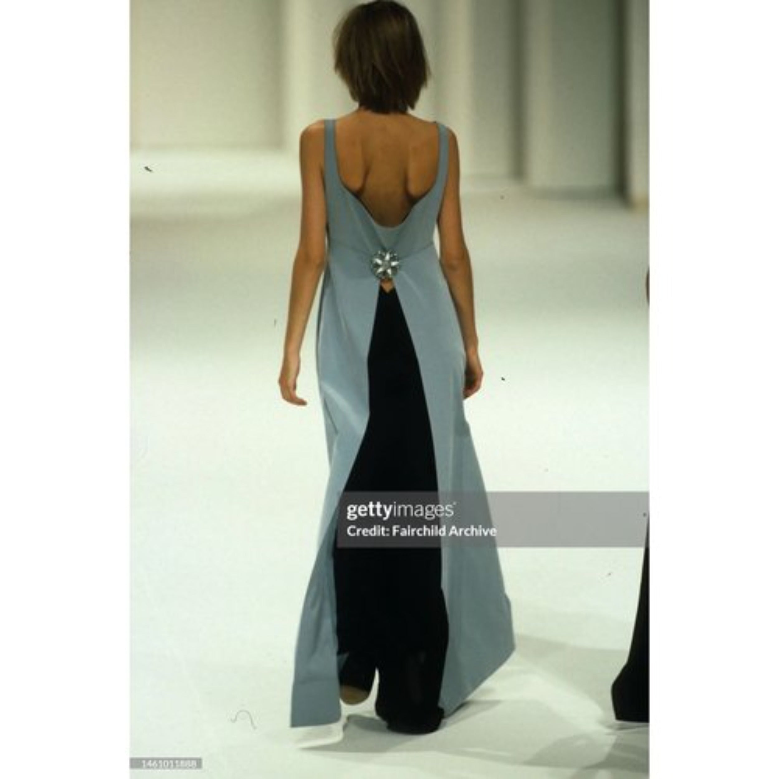 Runway photo of Photo of Chanel by Karl Lagerfeld grey blue gown from Spring Summer 1998