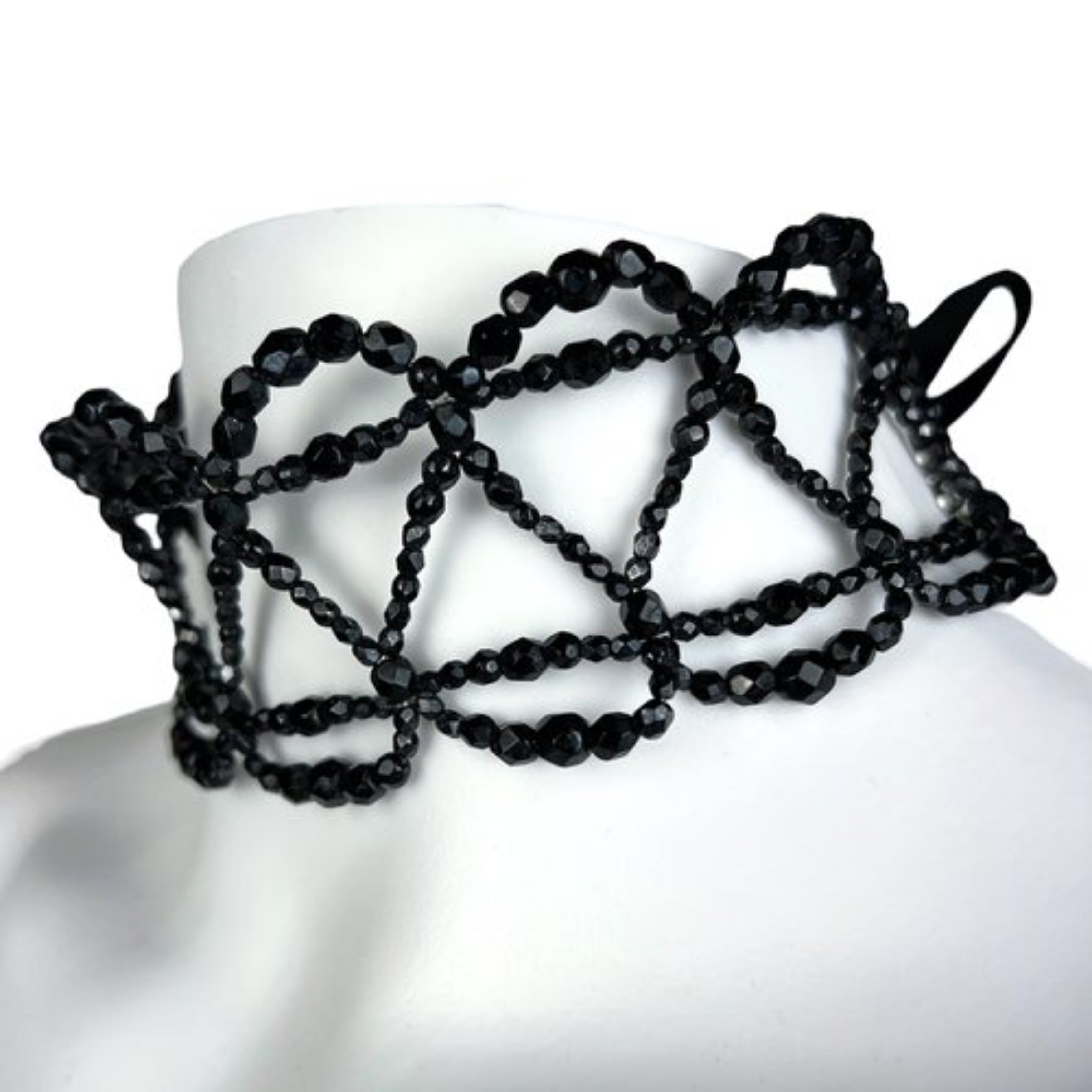  Christian Dior by John Galliano delicate black beaded choker from the late 90s 