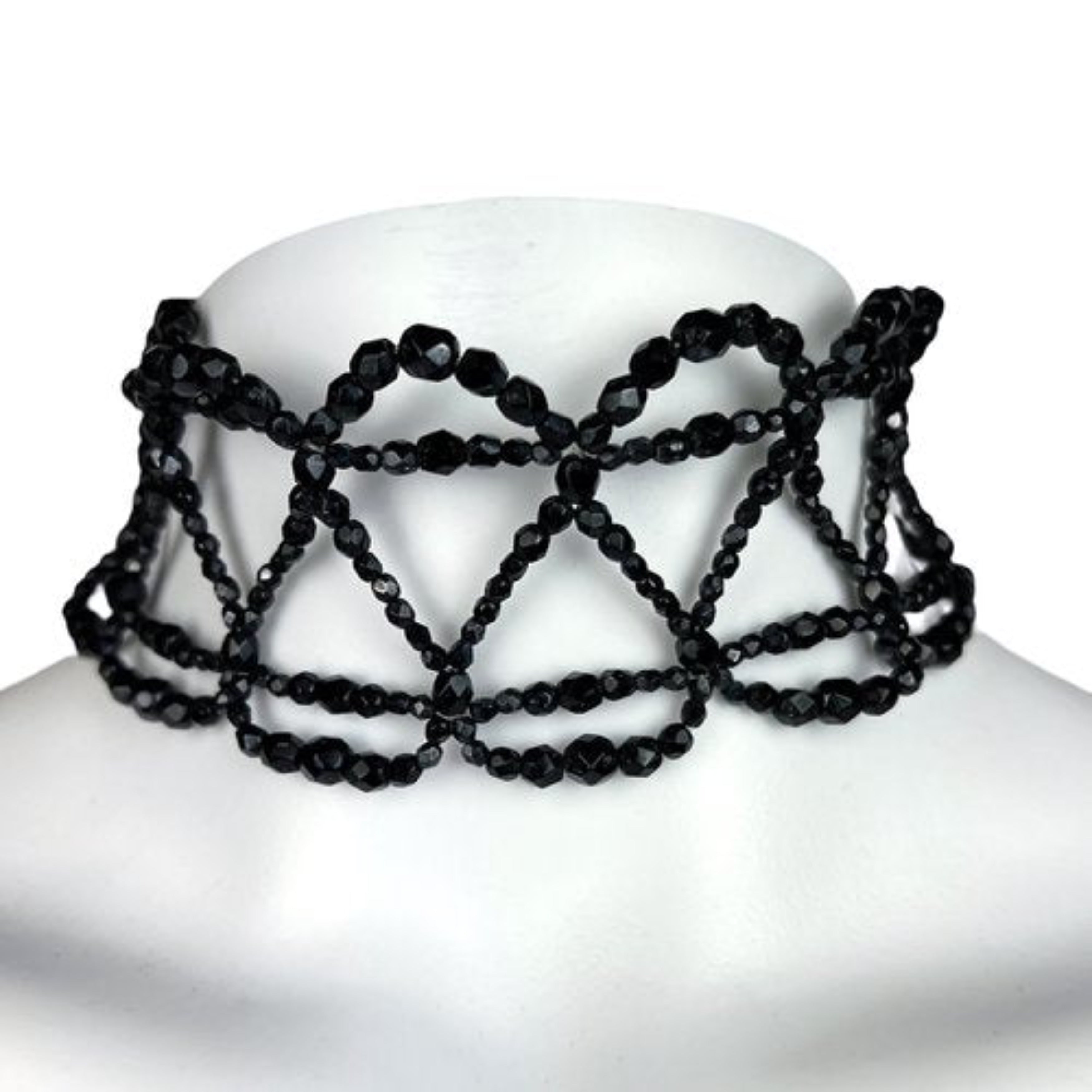  Christian Dior by John Galliano delicate black beaded choker from the late 90s 