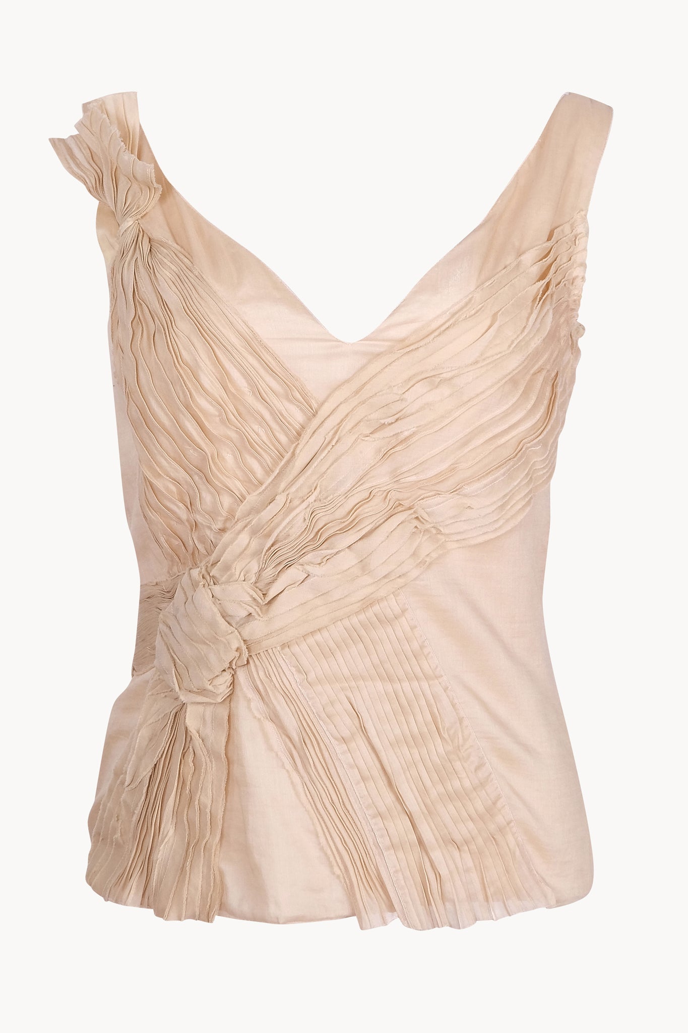 Vintage 2000s Prada Beige Pleated Tank