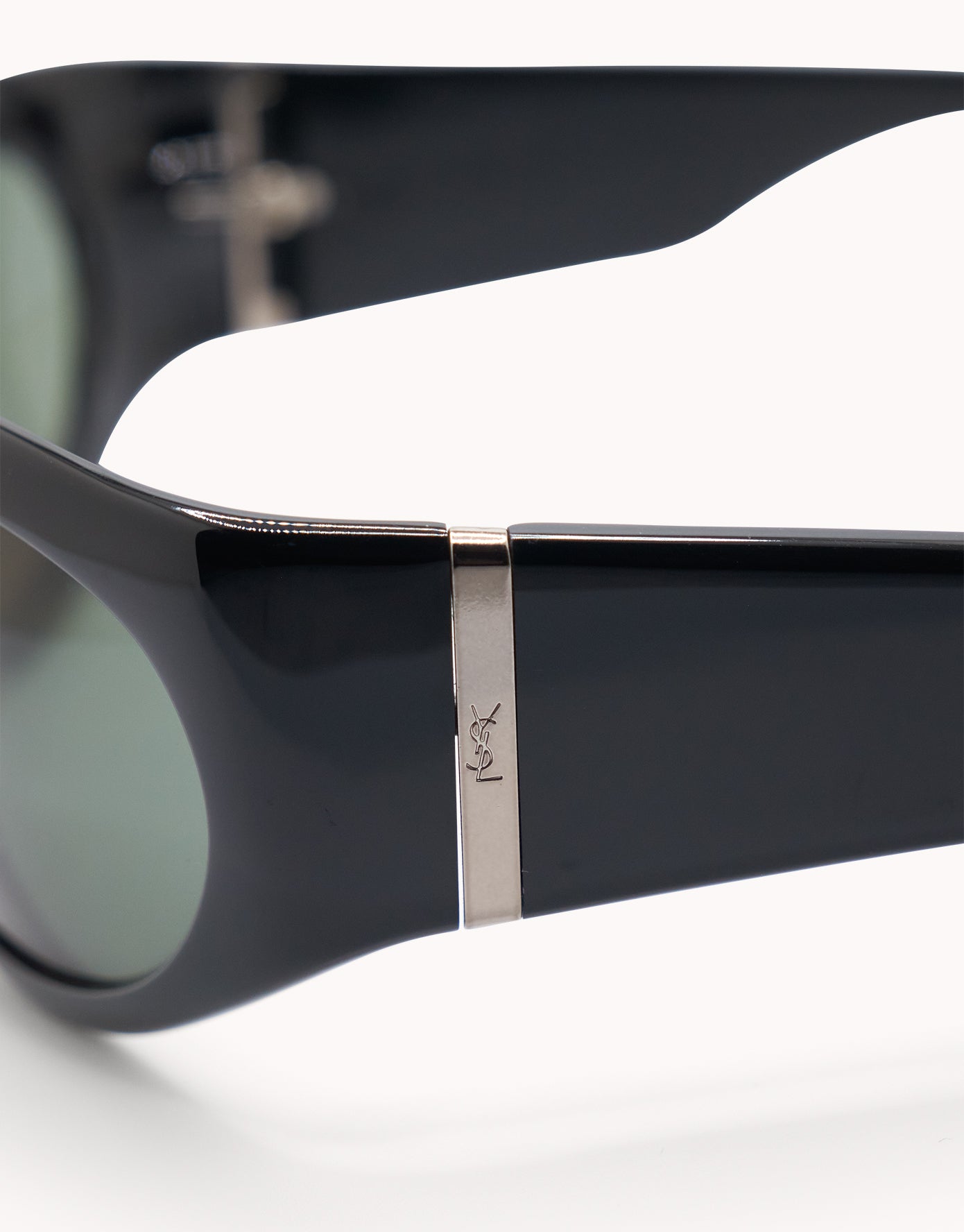 Late 90s Yves Saint Laurent Black Wraparound Sunglasses